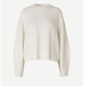 Samsoe Samsoe Galia Crew Neck Knit Pullover Sweater Small S Ivory Off White